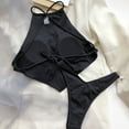 thumbnail image 5 of MIXUE Swim Suits for Women Solid Color And Chest Covering Bikini Sets for Women Split Swimwears Beachwear,Black,XL, 5 of 5
