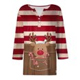 thumbnail image 4 of zaveiop Womens Christmas Shirts Long Sleeve V-Neck Button Down Fall Tunic Tops Reinder Print Loose Casual Blouse (Z2-Brick Red, S), 4 of 5