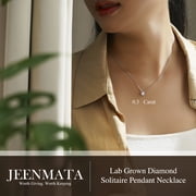 JeenMata Lab Grown Diamond 0.50 Carat Round Cut Classic Solitaire Pendant Necklace - in 18K White Gold Plating for Women