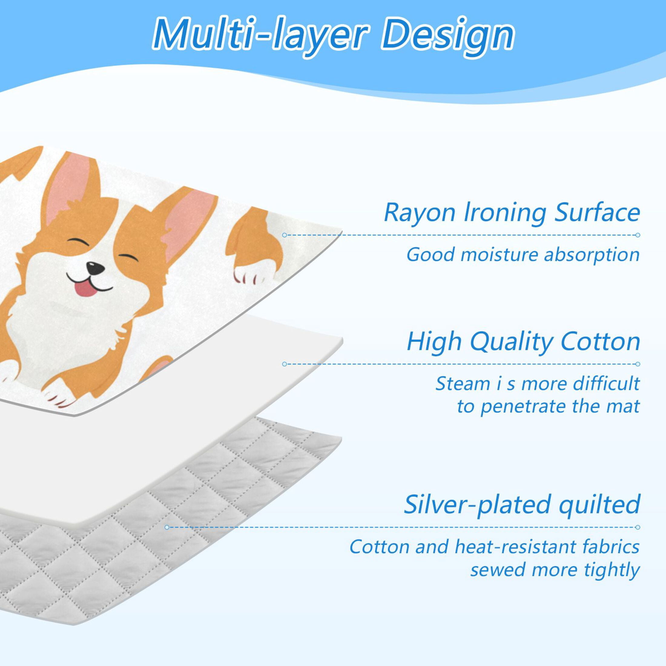 Seamless Happy Dogs Cartoon Ironing Mat Blanket Portable Travel Ironing Pad Heat Resistant Pad 47.2" x 27.6”