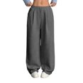 thumbnail image 2 of Women's Solid Corduroy Drapey Loose Wide Leg Casual Long Pants Gray XXL, 2 of 10