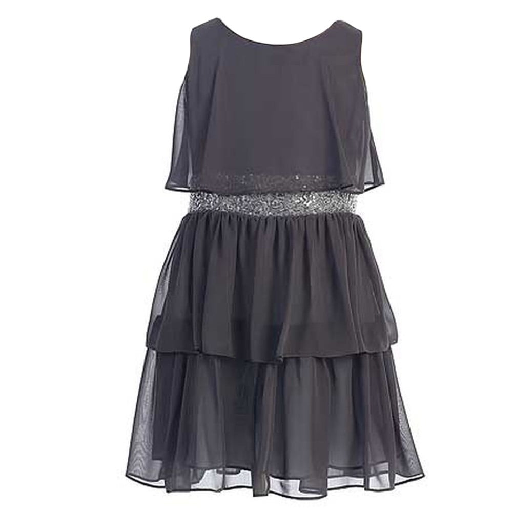 charcoal flower girl dress
