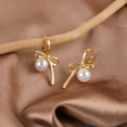 thumbnail image 7 of Lancharmed Gold Plated Stud Earrings,Bow Tie Pearls Earrings For Women Gifts for Her, 7 of 7