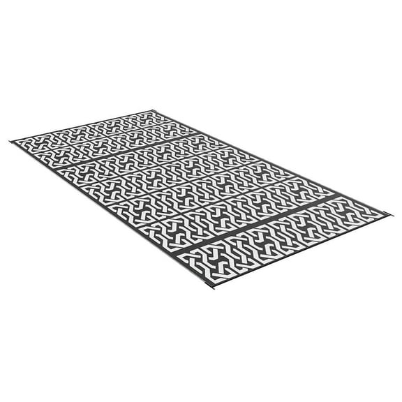 GVN Floor Rug,Indoor Door Mat,Reversible Outdoor Rug Carpet RV Camping Rugs with Carry Bag, 9' x 18', Black & White Chain