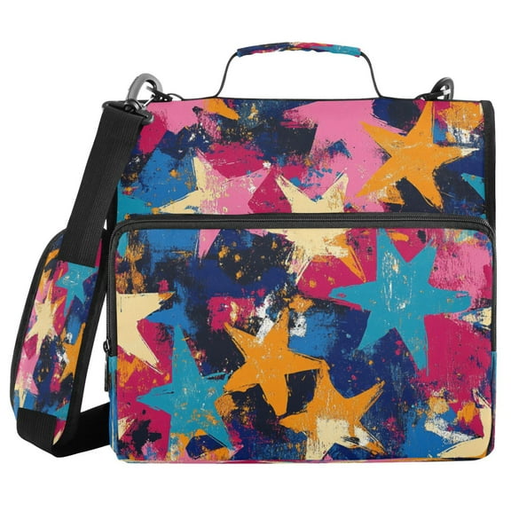 YAZAOO Zipper Binder trapper keeper Documents Organized Design Colorful Starburstes Printed