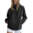 thumbnail image 2 of CFLVAEK Rain Jacket Women Lightweight Waterproof Hiking Travel Hooded Raincoat Full Zip Up Outdoor Windbreater with Hood Black XXL, 2 of 6