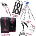 thumbnail image 4 of RDX 14PC Punching Bag Anti Swing Heavy Filled Set, Non Tear Maya Hide Leather Adult Bag Wall Bracket Ceiling Hook Punch Gloves Chain, Pink, 60 lb, 80 lb, 4 of 9