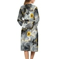 thumbnail image 2 of Yuyamidu Gray Marble Print Womens Robe Long Lightweight 3/4 Sleeve Bathrobe Butterfly Sleepwear Gowns Size L Sunflower V-Neck Robes Ladies Loungewear, Below the Knee, 2 of 7