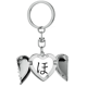 thumbnail image 1 of Carácter katakana japonés ho Llavero de alas de ángel en forma de corazón, 1 of 3