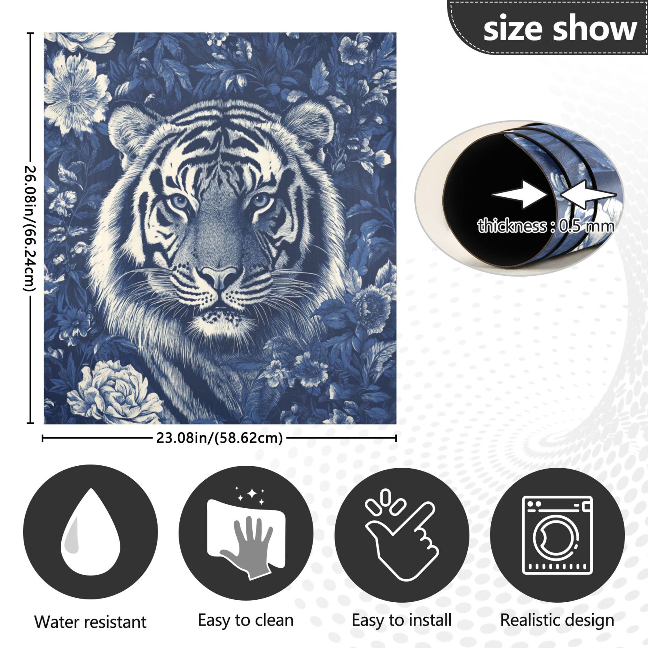 Dishwasher Magnetic Sticker 23x26 Inch Refrigerator Magnetic Sticker Washing Machine Magnetic Sticker Kitchen Panel Magnetic Sticker Home Decor Blue Oil Painting Tiger