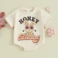 thumbnail image 2 of Bagilaanoe Newborn Baby Girl Boy Easter Rompers Letter Print Short Sleeve Bodysuits 3M 6M 12M 18M Infant Casual One Piece Short Jumpsuit, 2 of 8