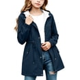 thumbnail image 2 of ZBSOKO Girl Rain Jackets Waterproof Hooded Windbreaker Cinched Waist Full Zip Outdoor Raincoats with Pockets for Hiking Sizes 5-16 Years, 2 of 6