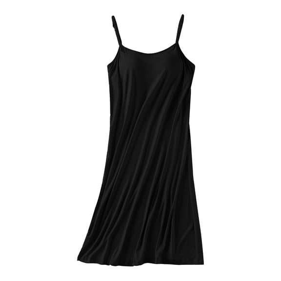 Xijirk Women's Spaghetti Strap Nightgown with Built-In Shelf Bra Mid-Length Dress for Sleep & Lounging,L
