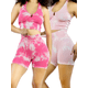 thumbnail image 1 of Set De Dos Conjunto Deportivo Casual Mujer Short y Blusa Stretch Tye-Dye Comodidad y Estilo UNITALLA, 1 of 5