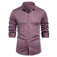thumbnail image 2 of M-4X Plus Size Dress Shirts for Men Long Sleeve Big & Tall Slim-Fit T-Shirts Mens Formal Solid Color Button-Down Collared Business Work Tops, 2 of 6