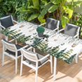 thumbnail image 2 of Green Snowman Christmas Table Cloths for 8 Foot Rectangle Tables, Eucalyptus Leaves Xmas Snowflake Patio Waterproof Elastic Fitted Tablecloths, Washable Rectangular Table Cover for Camping, 2 of 8