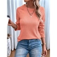 thumbnail image 4 of Camisetas de Larga para Mujer, Ropa de Moda de Otoño, Tops Modernos, Camiseta Básica de Punto con Cuello Redondo Naranja XXL, 4 of 10
