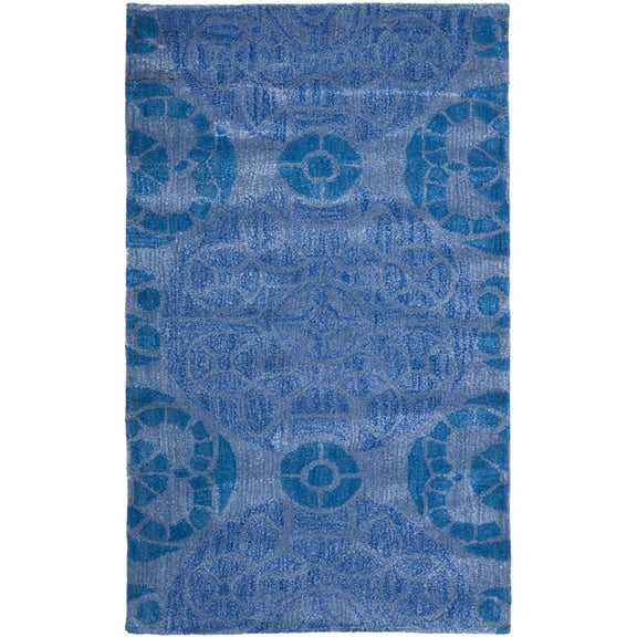 SAFAVIEH Wyndham Louise Medallion Wool Area Rug, Blue, 2'6" x 4'
