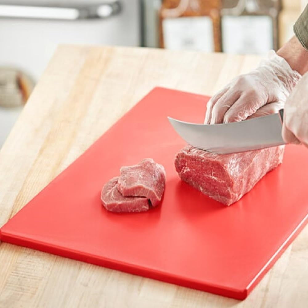 TrueCraftware- 20" X 15" X 1/2” Plastic Cutting Board for Kitchen Red Color- Plastic Commercial Chopping Board Anti Slip Surface Chopping Food Cutting Mat for Meat Vegetables Dishwasher Safe