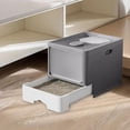 thumbnail image 1 of Caja de arena plegable para gatos, bandeja de arena para gatos, portátil, reutilizable, entrada de lado alto, orinal para gatos completamente , GRIS, 1 of 10