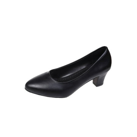 

Kesitin Women Low Chunky Heels Office Shoes Round Toe Comfort Pumps for Work Black 5.5