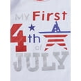 thumbnail image 4 of Canrulo Boys Independence Day Clothes Set Letter Print Tops+Striped Shorts Outfits White 9-12 Months, 4 of 6