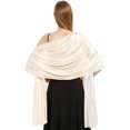 thumbnail image 1 of Bufanda de satén beige Li build chal mujer adecuada para vestido de noche elegante, 1 of 4