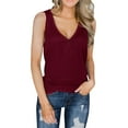 thumbnail image 2 of Giftesty Wine Tank Top for Women Womens Casual Loose Color Button V-neck SleevelessTops Blouses Vests, 2 of 5