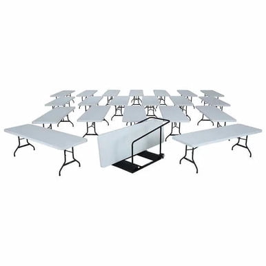 Lifetime Commercial 21 Tables with 1 Table Cart - White 243.84 cm (8 ft.)