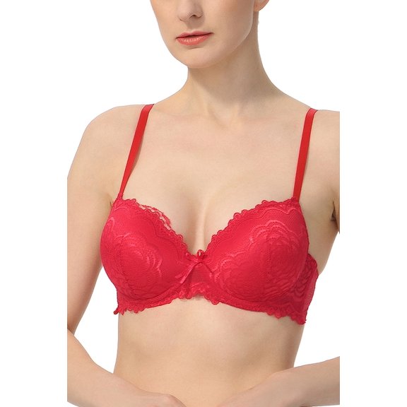 phistic Women Lace Overlay Padded Underwire Bra (Regular & Plus Size 34A- 40D)