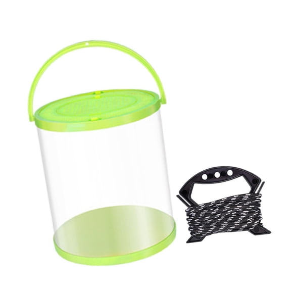 Cubo de pesca con cuerda, cubo de agua, contenedor plegable de almacenamiento portátil para Verde 11L 25x28cm