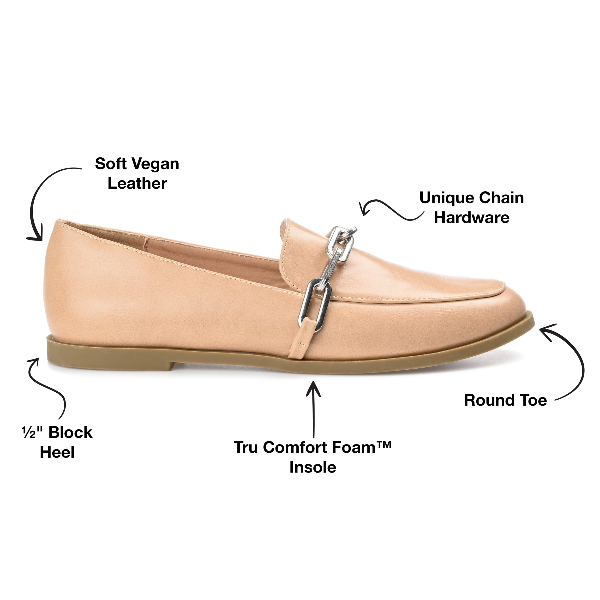 Journee Womens Madison Slip On Round Toe Loafer Flats