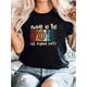 thumbnail image 1 of 1pc Retro 70s Graphic Print T-Shirt for Women, Casual Cotton Crew Neck Tee with Slight Stretch, Summer Knit Fabric Top, 1 of 6