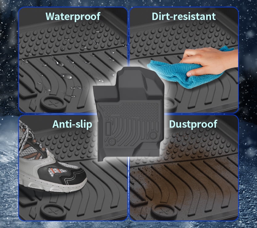 Floor Mats Fit for Ford F150/F-150 2015-2024(Rear w/o U-Seat Flat Storage) Custom Fit All Weather TPE Protection Floor Mats Set Customized 1st & 2nd Row Car Floor Mat Set,Heavy Duty Accessories,Black