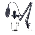 thumbnail image 5 of KFFKFF USB Mic, 192kHz/24-bit, Pro Condenser Mic Set, Includes Boom Arm, Pop Filter, Shock Mount, Mute Button, Headphone Jack, Ideal for Podcasts, Gaming, Singing, Streaming, 5 of 9
