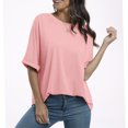 thumbnail image 6 of Pincandy Women's Casual Crewneck Short-sleeved Solid Color Loose Short Loose T-shirt Plus Size T Shirts Oversized Tees Summer Half Sleeve Crew Neck Tunic Tops,Pink,XL, 6 of 7