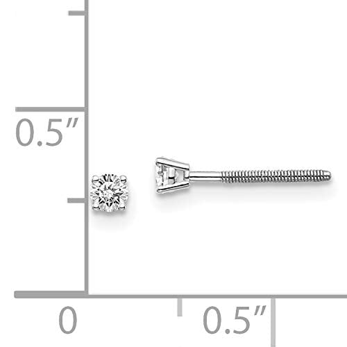 14K White Gold .10ct SI3 G-I Diamond Stud Thread On and Off Post Earrings