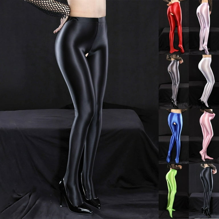 Women Glossy Crotchless Pantyhose Stockings Stain Stretchy Tights Dance  Lingerie
