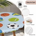 thumbnail image 4 of Round Fitted Tablecloth with Elastic Edge, Football Basketball Baseball Football Fitted Table Cloth for Round Tables, Blue Sport Theme Waterproof Tablecloth for Outdoor Picnic Party 55-60in, 4 of 9