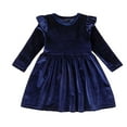 thumbnail image 2 of Tejiojio Dresses Toddler Little Girl Velvet Ruffle A-Line Dress Vintage Dresses Baby Girls Christmas Outfit Dress Clearance, 2 of 6