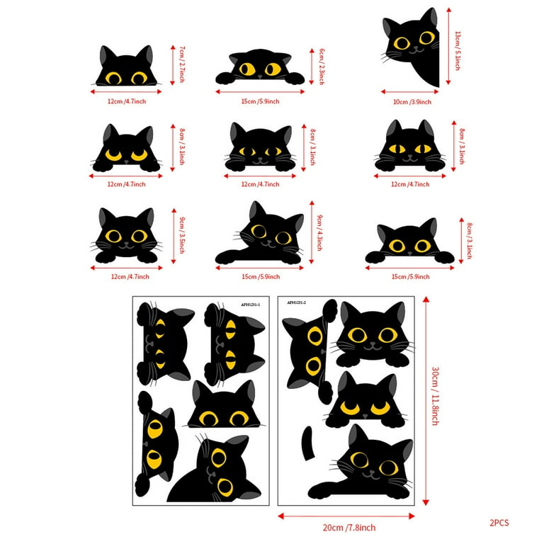 Heiheiup Nine Black Cats Stickers Wall Stickers Fun Stickers Cute Cat  Expression Stickers Decorative Stickers Self Adhesive Sticker Earrings for  Girls 