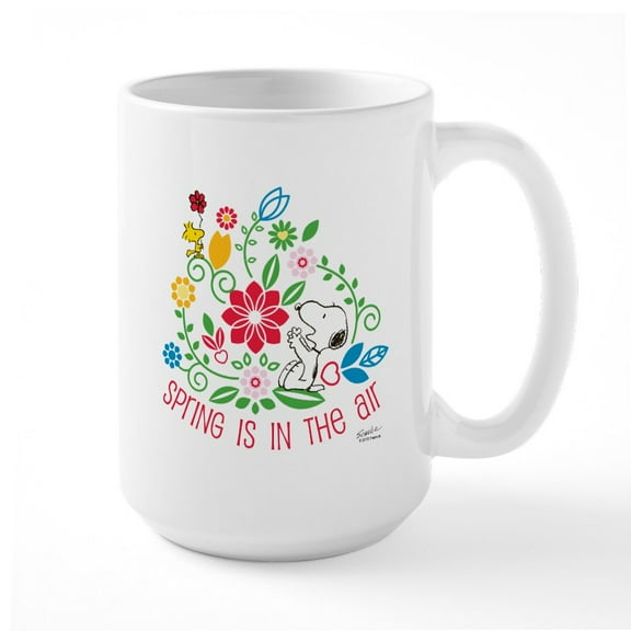 CafePress - Snoopy Spring Large Mug - 15 oz Ceramic Large White Novelty Mug