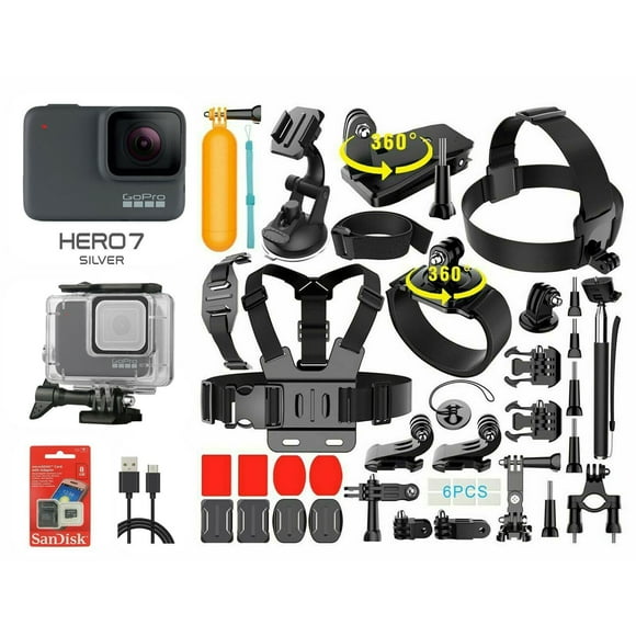 GoPro HERO7 Caméra d'Action Numérique Étanche Argent avec Écran Tactile Vidéo HD 4K Photos 12MP + Kit d'Accessoires pour Caméra d'Action 35-en-1
