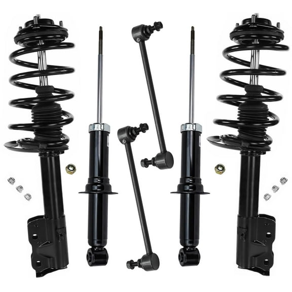 Detroit Axle - 6pc Struts Suspension Kit for Jeep 2007-2010 Patriot Compass 2 Front Struts with Coil Spring Assembly 2 Rear Shock Absorbers 2 Front Sway Bar End Links 2008 2009 Replacement