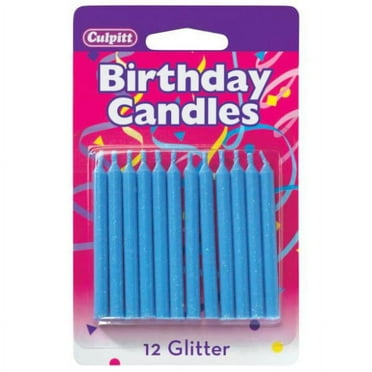 12 Blue Glitter Candles