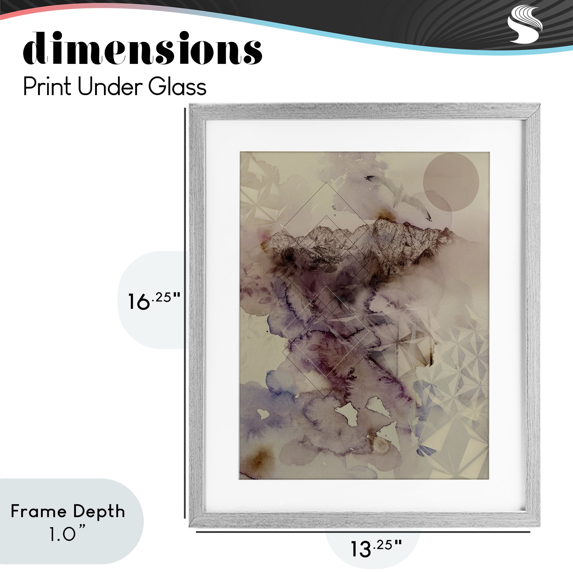Stupell Industries Dust Abstract with Geometrics Gray Framed Print Under Glass, design by Gemma Bardot