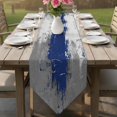 thumbnail image 6 of Navy Blue Cement Gray Table Runner Linen Burlap Table Runner 90 Inches Long Modern Abstract Art Blue Dresser Scarves for Kitchen Island Coffee Dining Room Party Wedding Banquet Holiday Decor 13"x90", 6 of 8