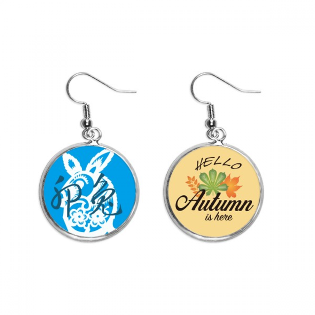 Año Nuevo de conejos animal China Zodiac Pendiente del lóbulo de la joyería del pendiente de la hoja del otoño Unbranded M