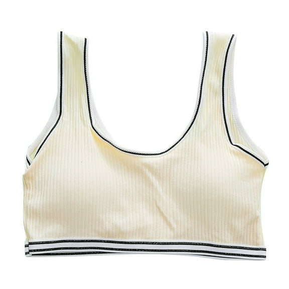 Training Bras for Girls 10-12 Sports Seamless Racerback Training Bralettes with Removable Padding,Beige,One Size