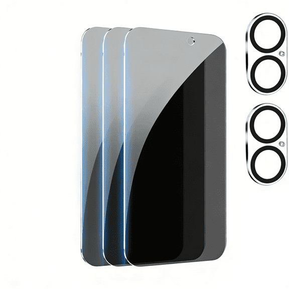 FANGQIULI 3 2 Pack for iPhone 16 Privacy Screen Protector with Camera Lens Protector Full Coverage Anti-Spy Tempered Glass Film 9H Hardness Easy Installation Bubble Free [6.1 inch]